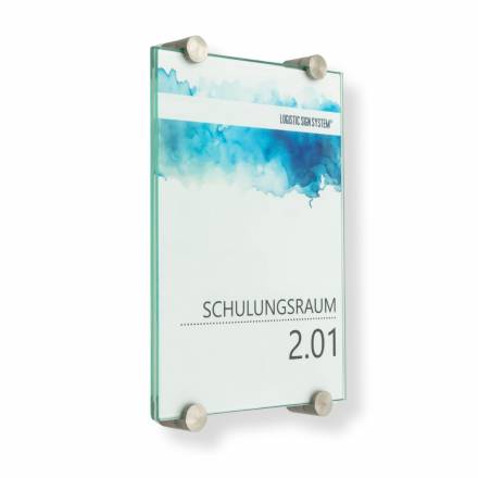 Türschild VITRUM K , Glasschild, Büroschild, Doppelglasschild